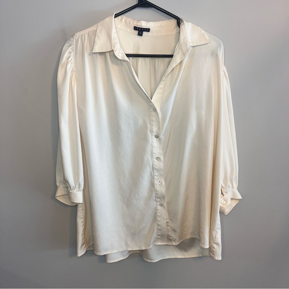 Theory Women's Cream Button Down Shirt